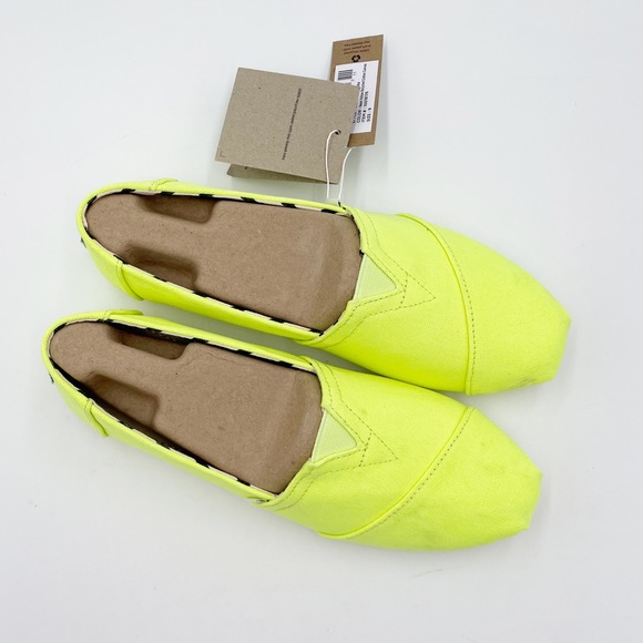 NEW Toms Women's Alpargata Heritage Canvas Cotton Slip On Shoes Neon Yellow 8 - Picture 2 of 8